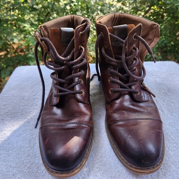 ALDO "Steve" Men's Brown Leather Combat Cap Toe Zipper Boots Size 9M - Picture 1 of 8